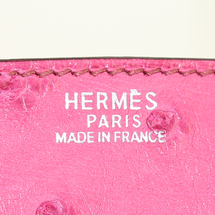 Borsa Hermes Birkin 30 cm in struzzo fuchsia - Detail D3
