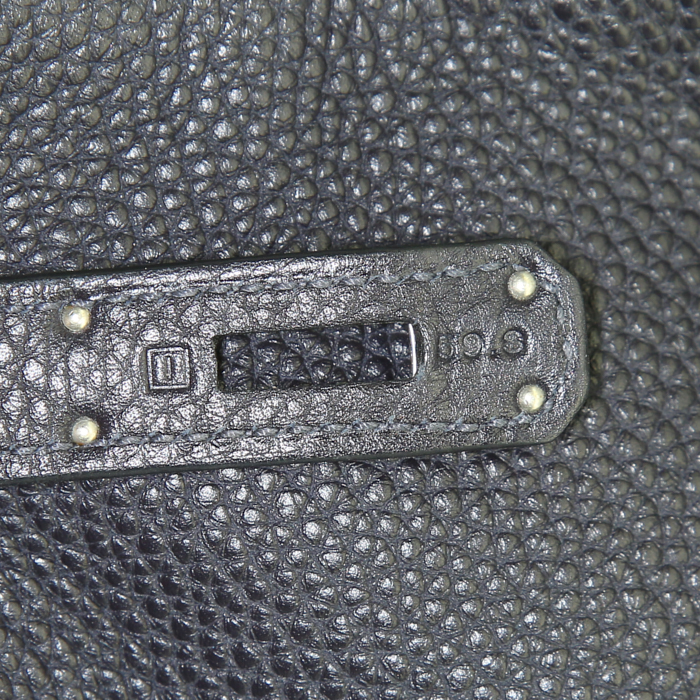 Bolso Hermès  Birkin 35 cm en cuero togo azul indigo y junco azul - Detail D4