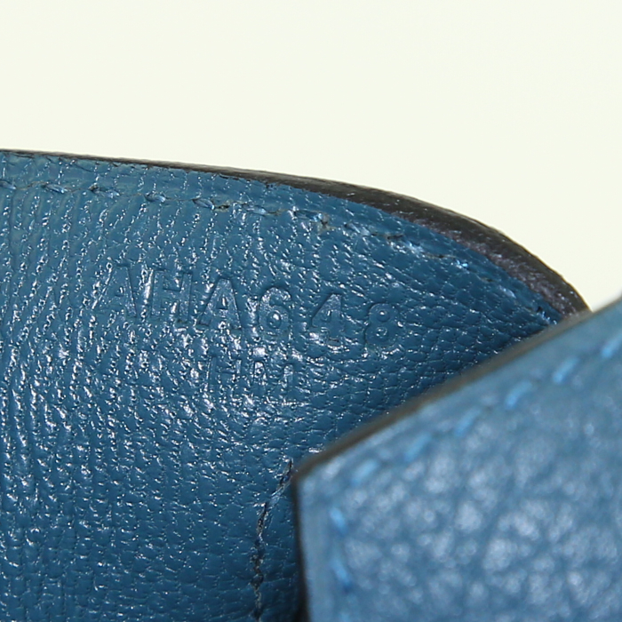Hermes Birkin 25 cm bag in Bleu Brighton togo leather - Detail D4