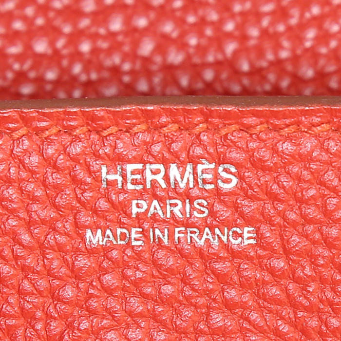 Sac Hermes Birkin 25 cm en cuir togo rouge Vermillon - Detail D3
