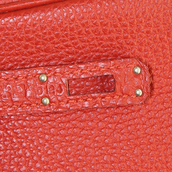 Sac Hermes Birkin 25 cm en cuir togo rouge Vermillon - Detail D4