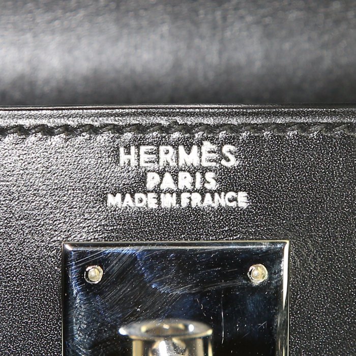 Sac à main Hermes Kelly 32 cm en cuir box noir - Detail D4