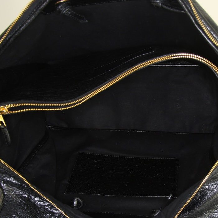 Sac à main Balenciaga Blanket Square grand modèle en cuir noir - Detail D3