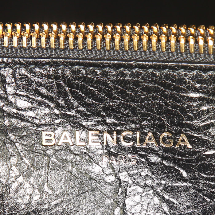 Sac à main Balenciaga Blanket Square grand modèle en cuir noir - Detail D4