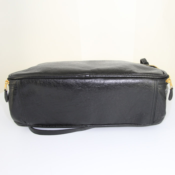 Sac à main Balenciaga Blanket Square grand modèle en cuir noir - Detail D5