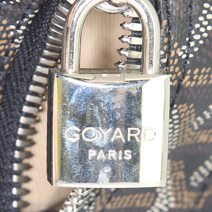 Sac de voyage Goyard 48h Croisière en toile monogram noire et cuir noir - Detail D3