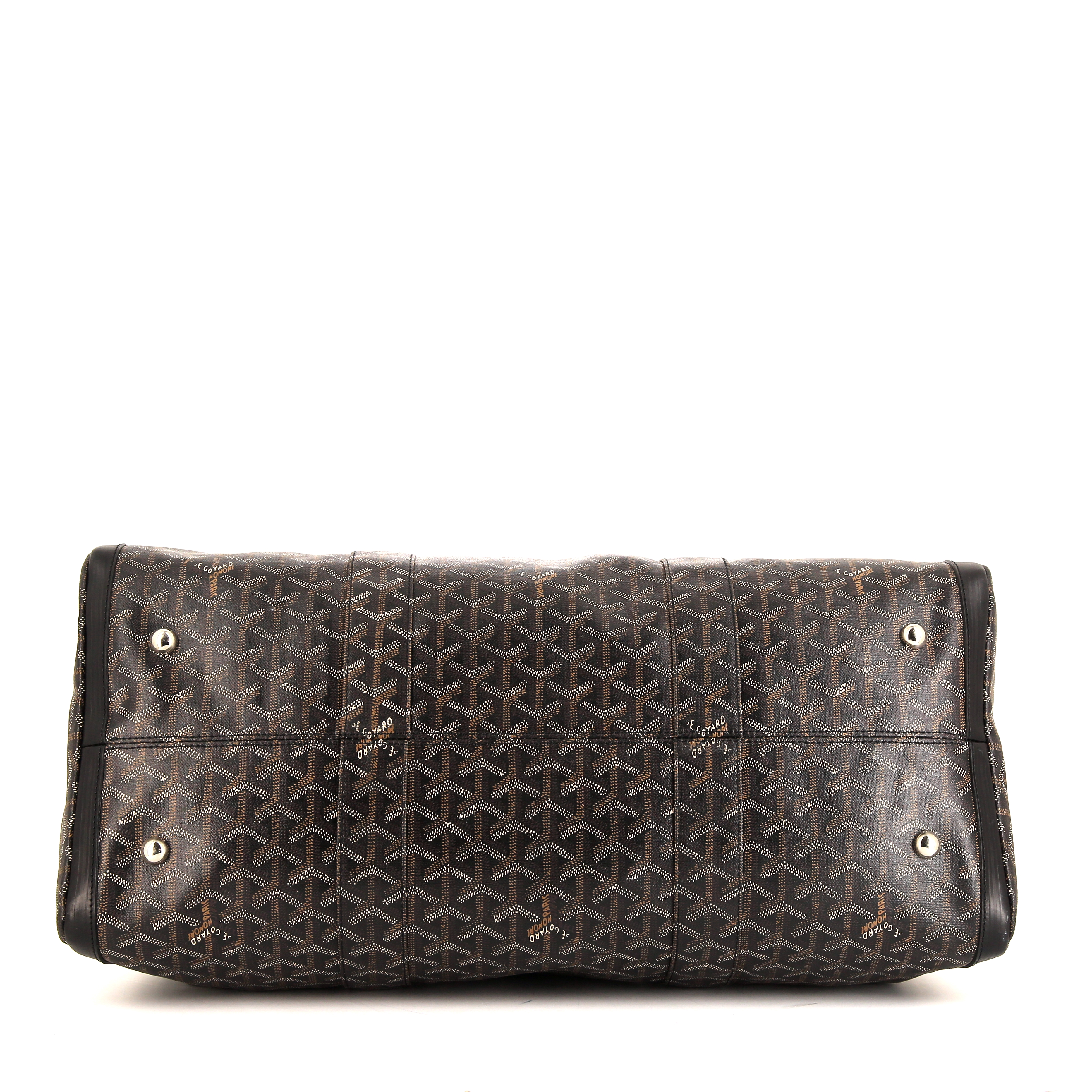 Sac de voyage Goyard 48h Croisière en toile monogram noire et cuir noir - Detail D4