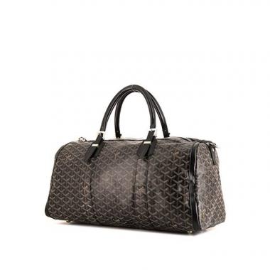 Bolsa de viaje Goyard 48h Croisière en lona Monogram negra y cuero negro