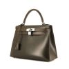 Hermes Kelly 28 cm handbag in olive green box leather - 00pp thumbnail