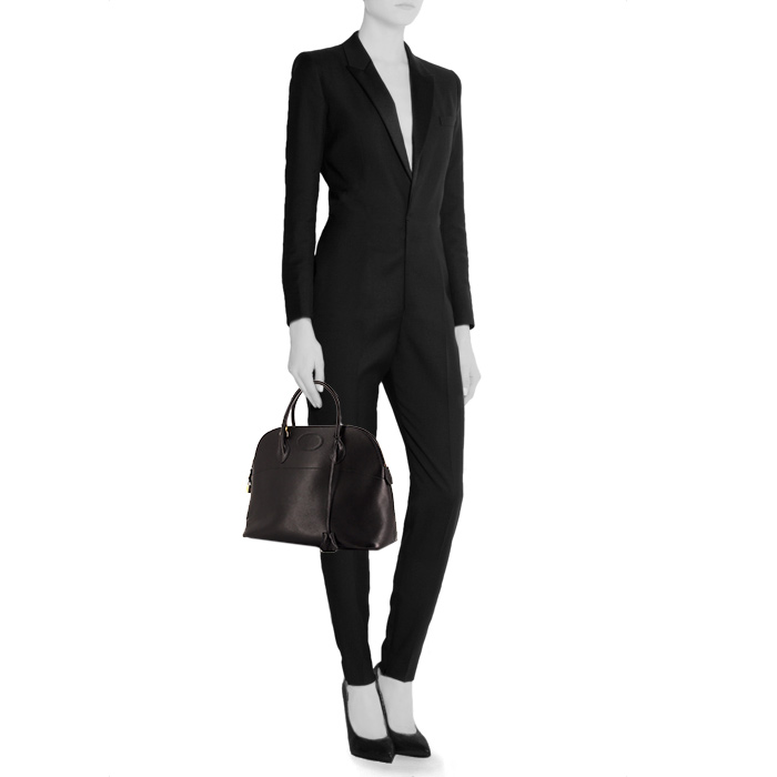 Sac à main Hermes Bolide 35 cm en cuir Swift noir - Detail D1