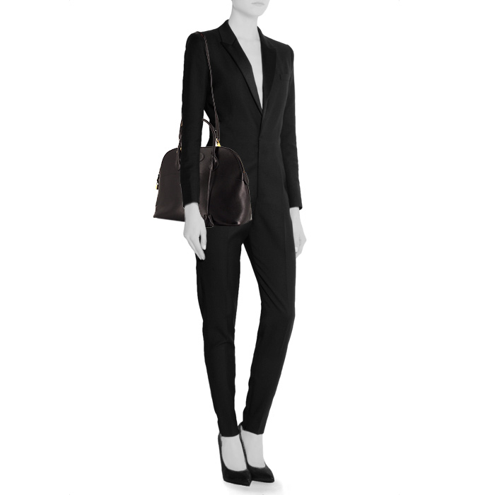 Sac à main Hermes Bolide 35 cm en cuir Swift noir - Detail D2