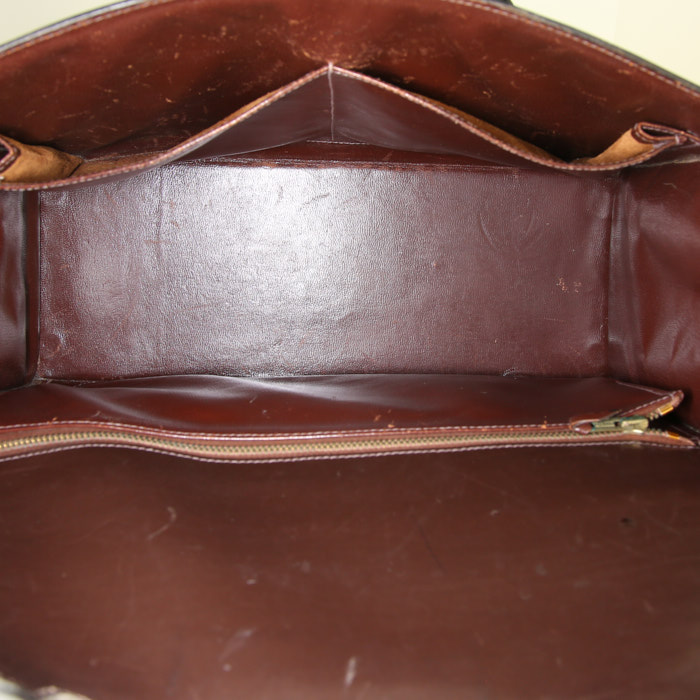 Bolso de mano Hermes Drag en cuero box marrón - Detail D2