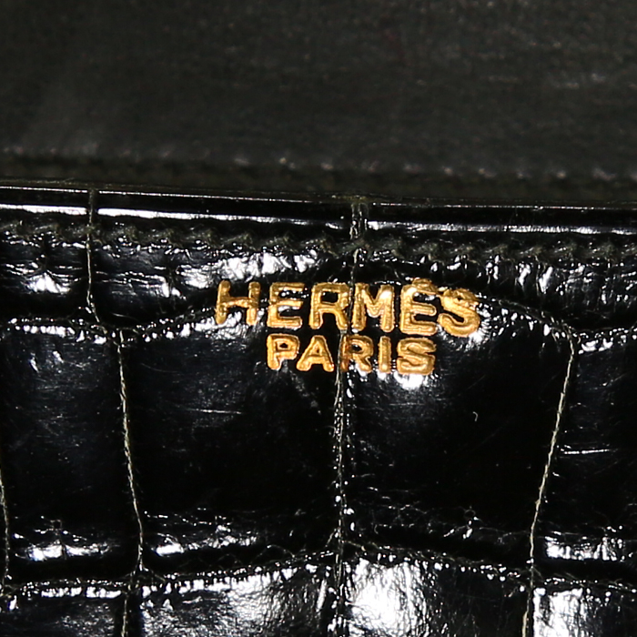 Hermes Constance handbag in black crocodile - Detail D4