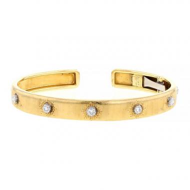 Bracelet ouvert Buccellati Macri Classica petit modèle en or jaune,  or blanc et diamants