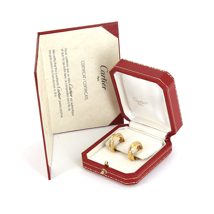 Cartier Trinity hoop earrings in gold and diamonds - Detail D2