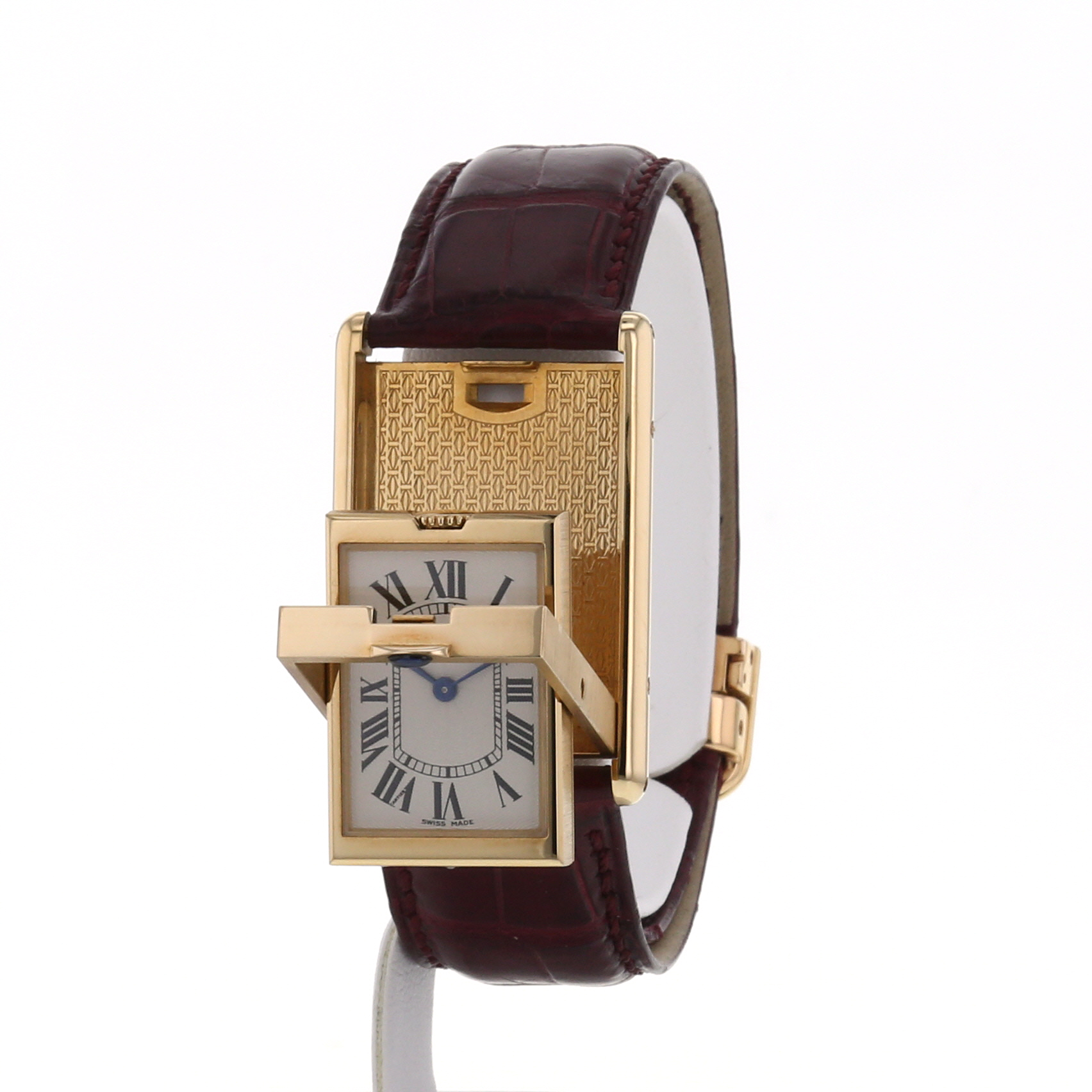 Montre Cartier Tank Basculante en or jaune Ref :  2391 - Detail D3