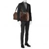 Bolsa de viaje Louis Vuitton Keepall 55 cm en lona a cuadros revestida marrón y cuero marrón - Detail D2 thumbnail
