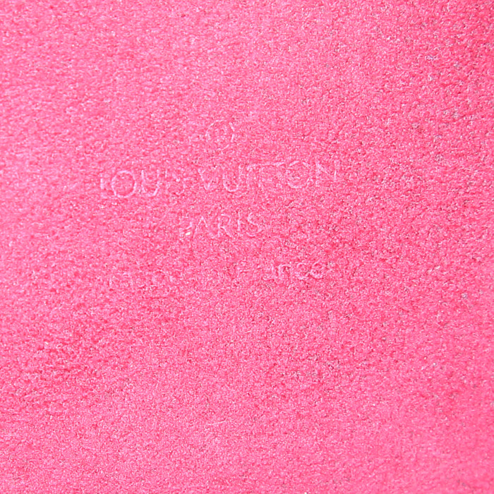 Bolso de mano Louis Vuitton Theda en lona Monogram multicolor blanca y cuero natural - Detail D3