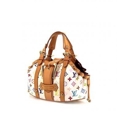Borsa Louis Vuitton Theda in tela monogram multicolore bianca e pelle naturale