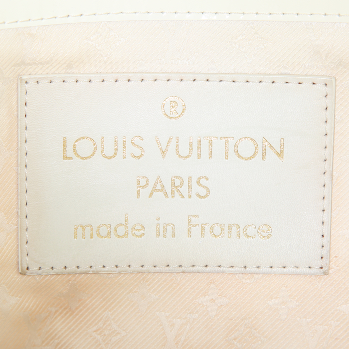 Borsa Louis Vuitton Barbes in tela color crema grigia e dorata e pelle color crema - Detail D3