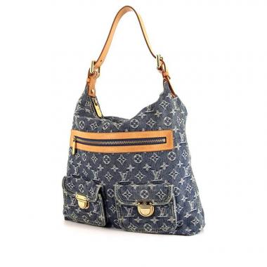 Bolso de mano Louis Vuitton Baggy modelo grande en lona denim Monogram azul y cuero natural