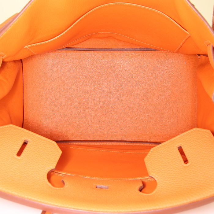 Sac à main Hermes Birkin 35 cm en cuir togo orange - Detail D2