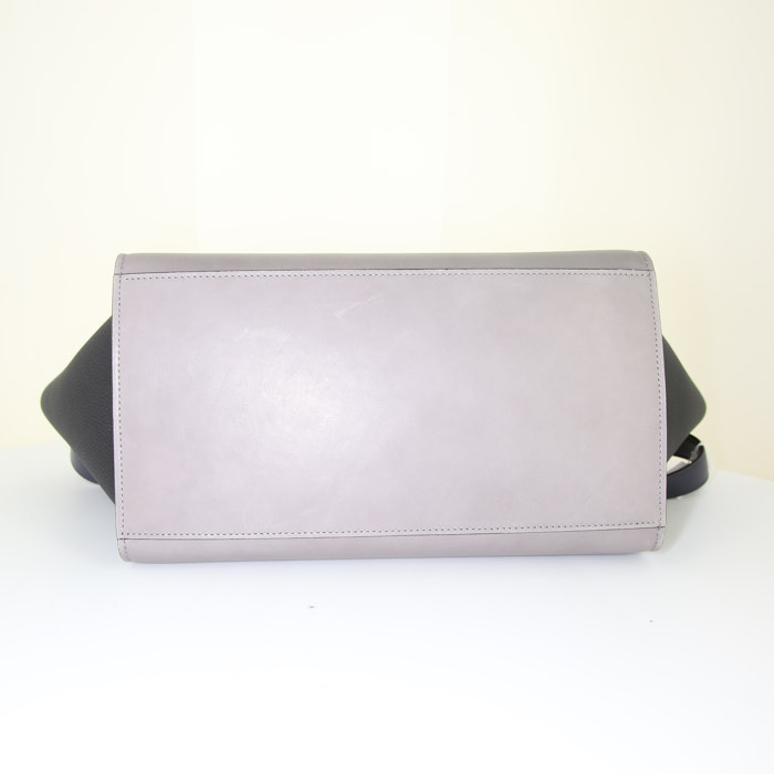 Celine Trapeze small model handbag in blue, grey and black tricolor leather - Detail D5
