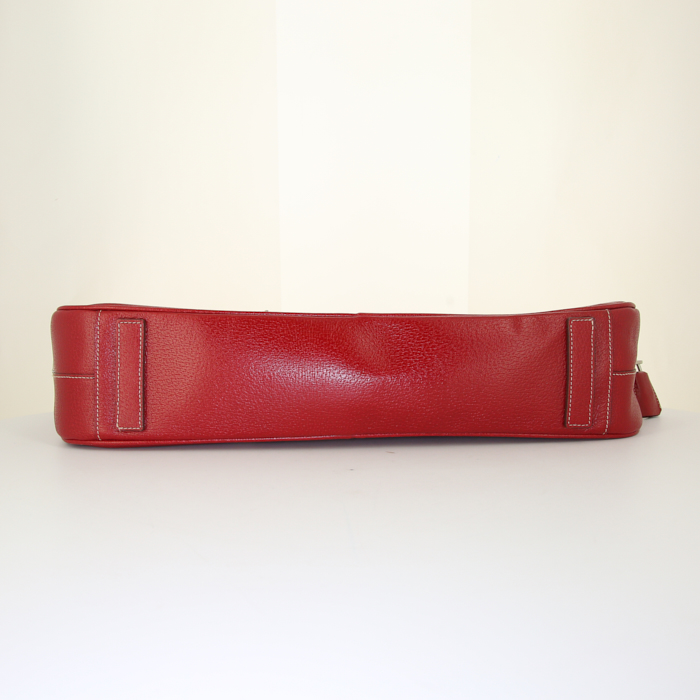 Bolso de fin de semana Prada en cuero granulado rojo - Detail D4