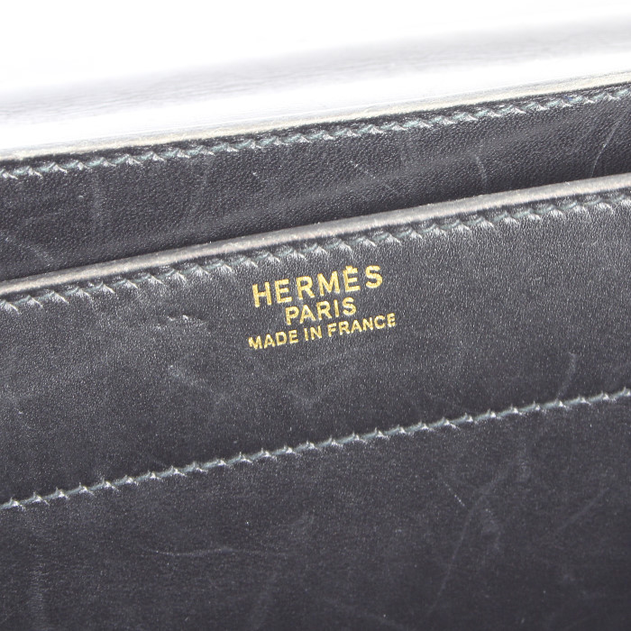 Hermes Sac à dépêches briefcase in black box leather - Detail D3