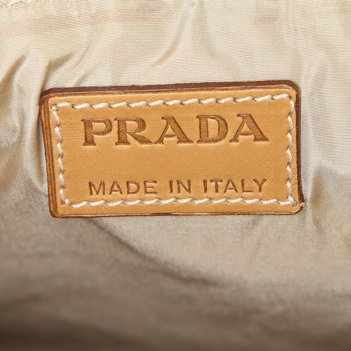 Prada bag in beige canvas and natural leather - Detail D3