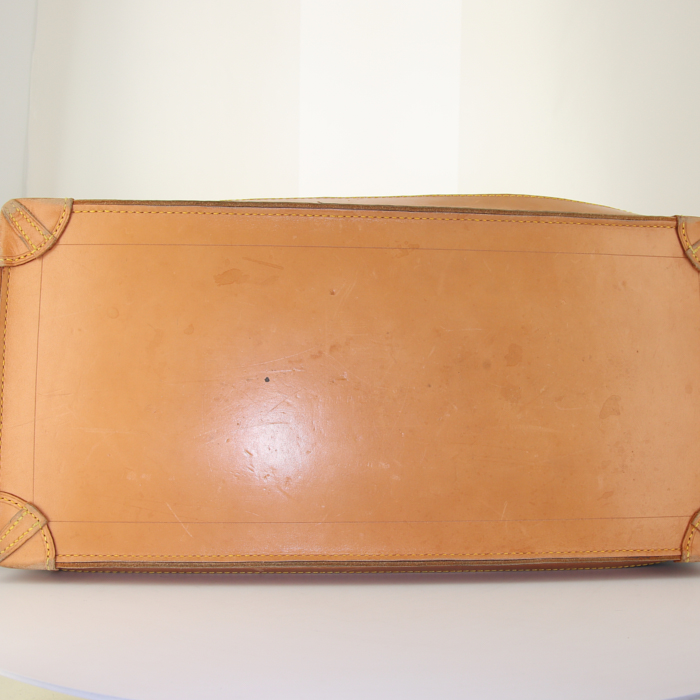 Louis Vuitton Steamer Bag weekend bag in monogram canvas and natural leather - Detail D4