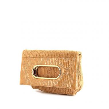 Bolsito de mano Louis Vuitton Motard Afterdark en ante Monogram beige y charol Monogram beige