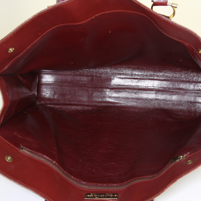 Sac porté épaule ou main Cartier Vintage en cuir bordeaux - Detail D2