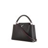 Louis Vuitton Capucines small model handbag in dark blue grained leather and pink piping - 00pp thumbnail