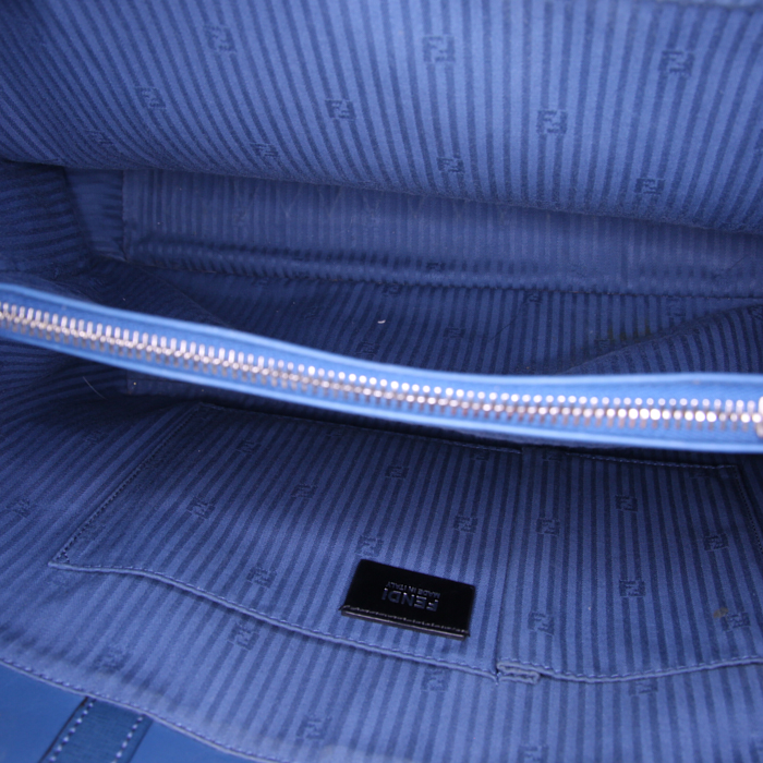 Sac porté épaule ou main Fendi 2 Jours en cuir deux tons bleu - Detail D3