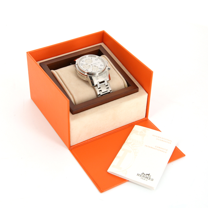 Montre Hermes Clipper Chrono en acier Ref :  CP1.910 Vers  2000