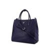 Prada shopping bag in dark blue grained leather - 00pp thumbnail