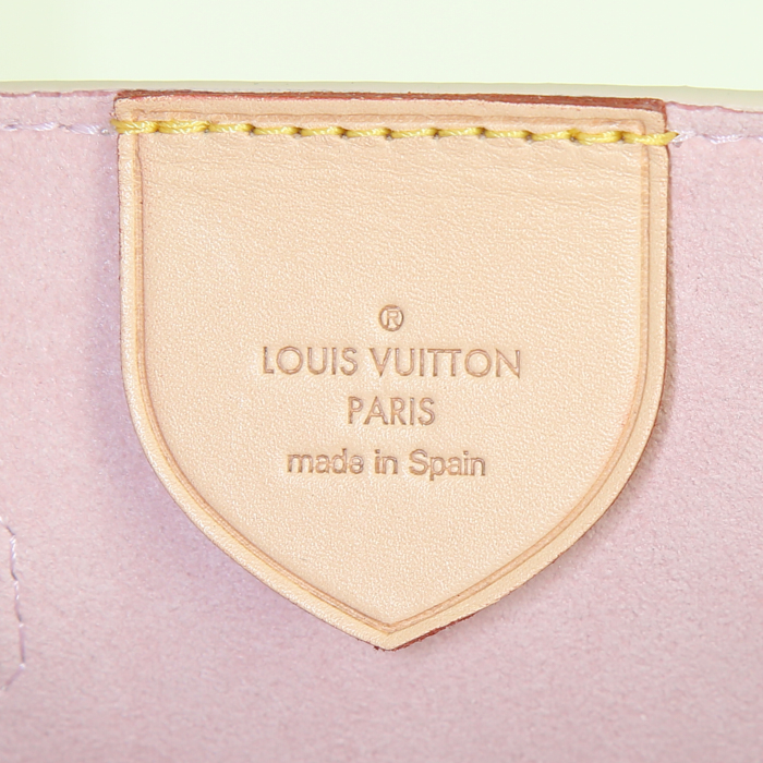 Bolso de mano Louis Vuitton Girolata en lona a cuadros azul celeste y cuero natural - Detail D4