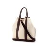 Hermes Garden shopping bag in beige canvas and brown leather - 00pp thumbnail