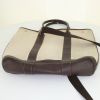 Hermes Garden shopping bag in beige canvas and brown leather - Detail D5 thumbnail