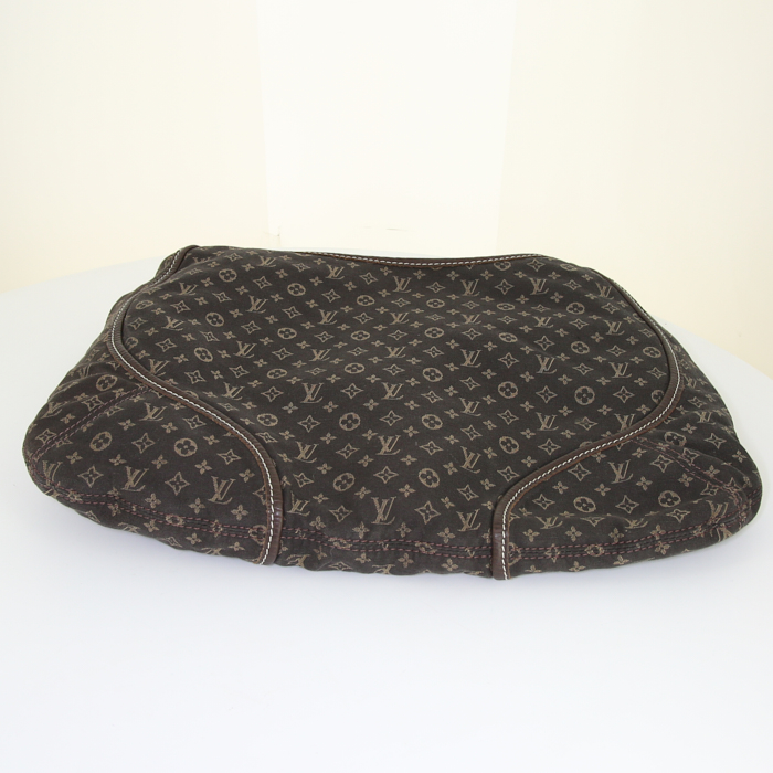 Bolso para llevar al hombro o en la mano Louis Vuitton Manon modelo mediano en lona Monogram Idylle marrón y beige - Detail D4