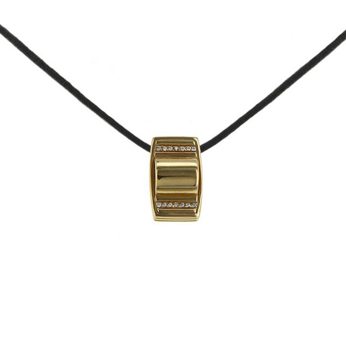 Poiray Godron pendant in yellow gold and diamonds - 00pp