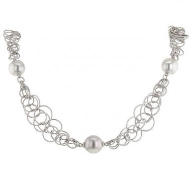 Flexible Buccellati necklace in white gold and pearls