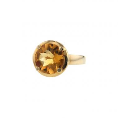 Anello Poiray Fille Cabochon in oro giallo e quarzo citrino
