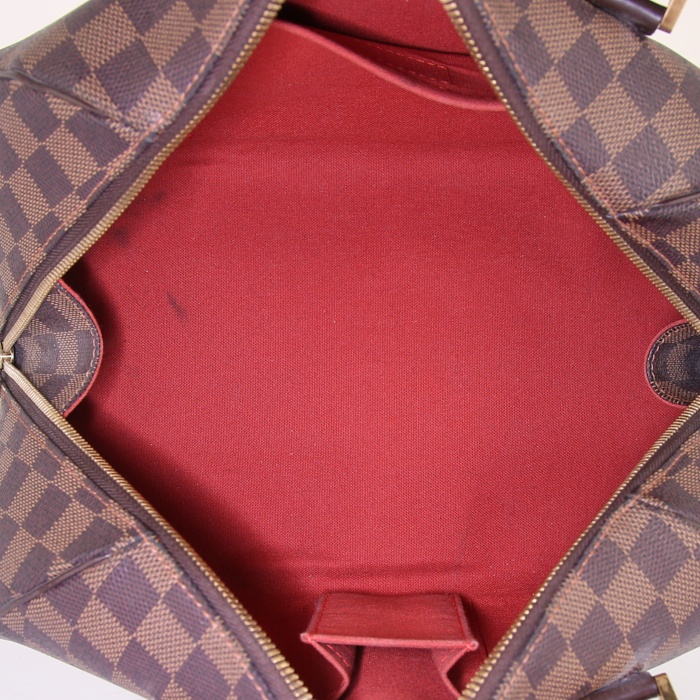 Louis Vuitton Ribera handbag in ebene damier canvas and brown leather - Detail D2