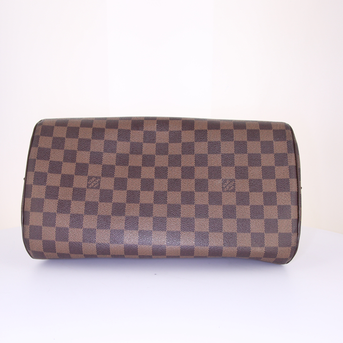 Louis Vuitton Ribera handbag in ebene damier canvas and brown leather - Detail D4