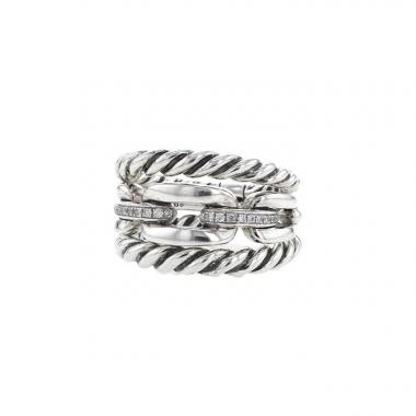 Anello mobile David Yurman Wellesley Link in argento e diamanti