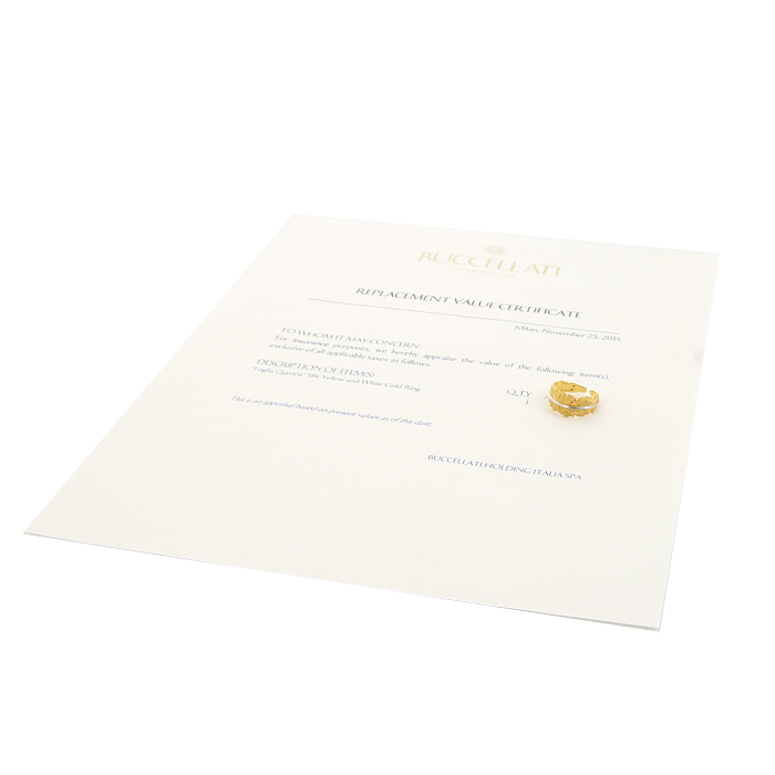 Sortija Buccellati Foglia Quercia en oro amarillo y oro blanco - Detail D2