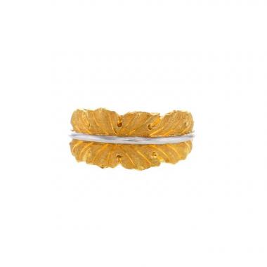 Buccellati Foglia Quercia ring in yellow gold and white gold