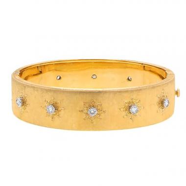 Bracciale Buccellati Macri Classica modello grande in oro giallo,  oro bianco e diamanti